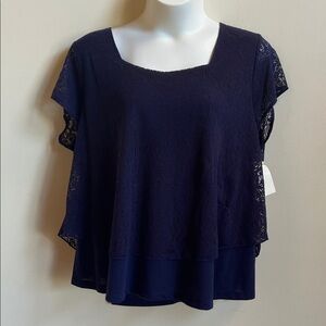 Madison & Berkeley Navy Lace Blouse